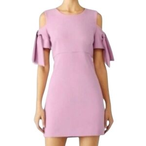 Milly Tie Sheath Dress in lilac  Pink  Mini Cocktail Cold Shoulder Dress sz 4